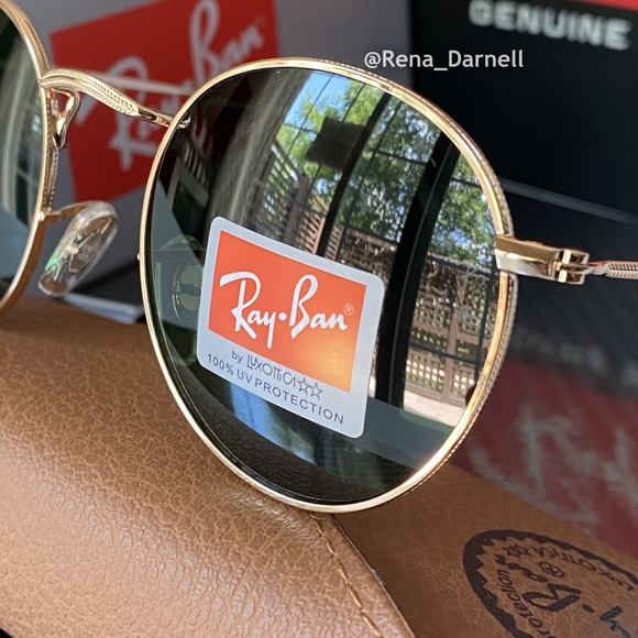(FREE SHIPPING) Ray Ban Round Metal Green RB3447 New - Picture 6 of 14